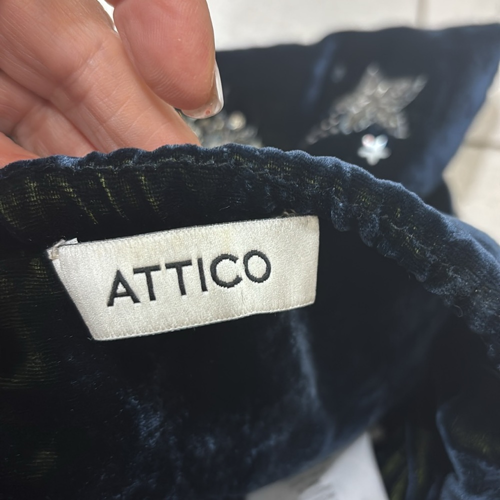 ATTICO Navy Velvet W/ shooting Stars Handbag - Picture 6 of 7
